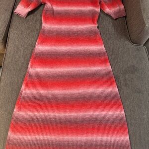 ADELYN RAE Elegant Red and Pink Striped Women's Dress